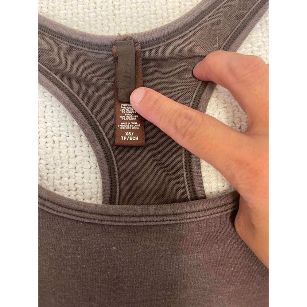 SKIMS Women Espresso Brown Cotton Ribbed Racerback Romper Size XS Bodycon Short - Picture 3 of 7